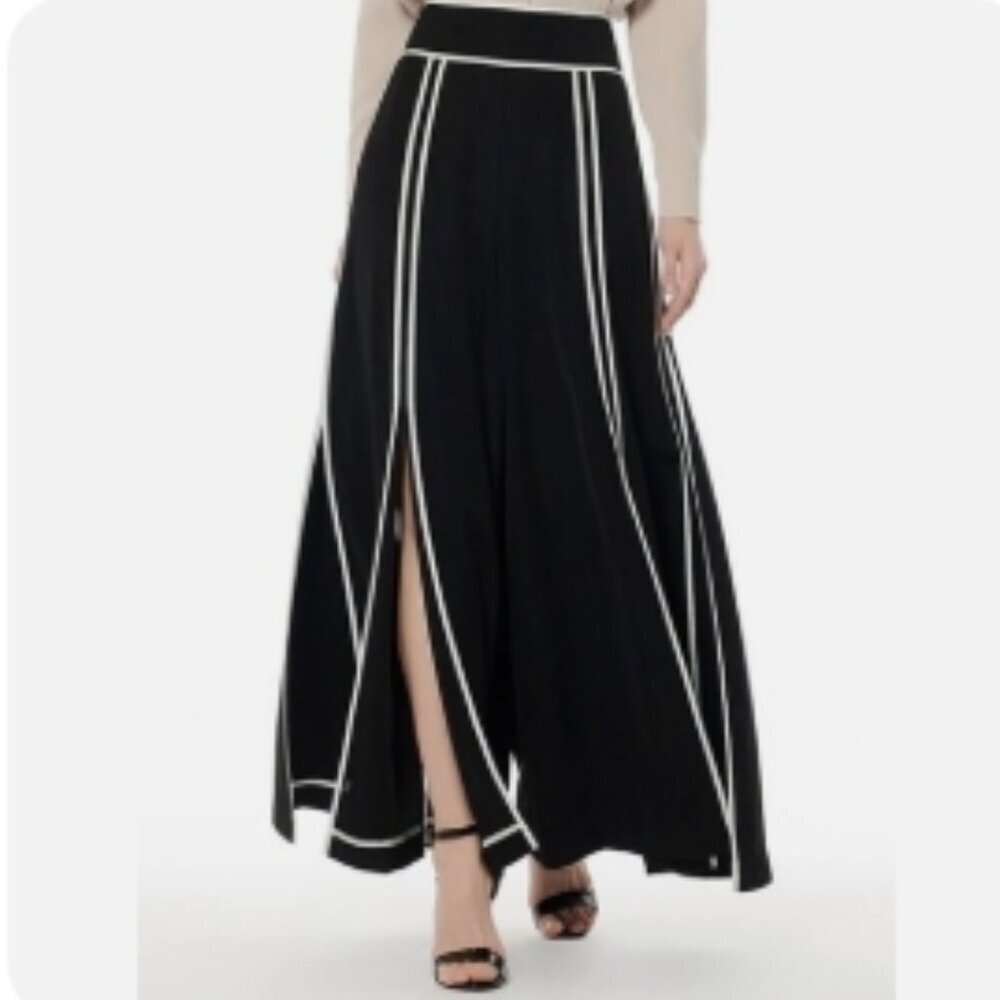 Gracia Black & White Slit Palazzo Pants – Size S NWOT (DAMAGED - Tear)